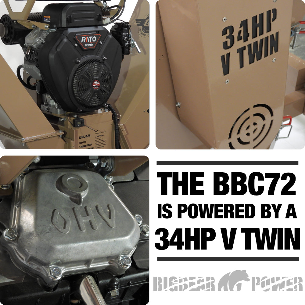 BigBear Power BBC72 Wood Chipper 34HP Electric Start 17.8cm Capacity