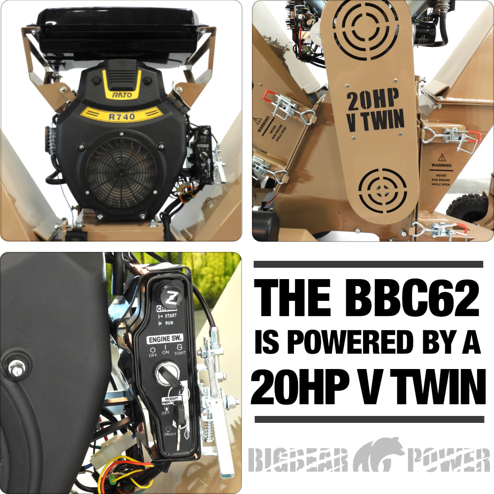 BigBear Power BBC62 Wood Chipper 20HP Electric Start 15.2cm Capacity