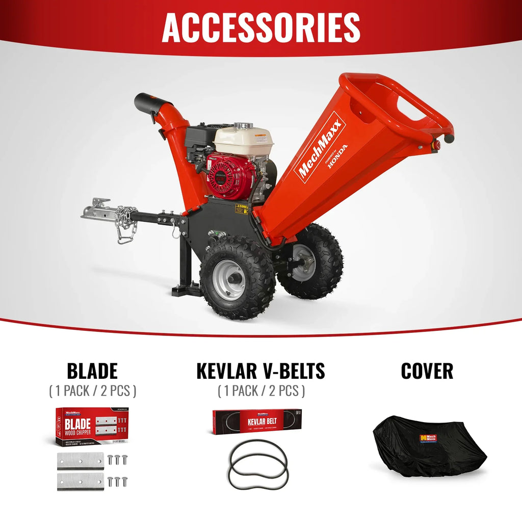 MechMaxx GS650 Wood Chipper Honda GX200 10.2cm Capacity