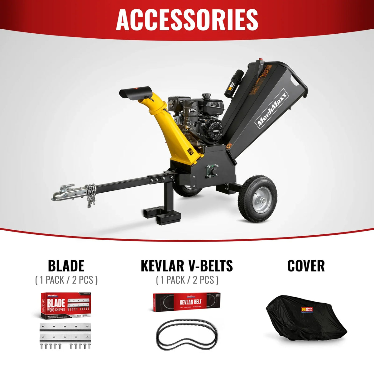 MechMaxx GS1500 Wood Chipper 14HP 429cc Kohler Electric Start 12.7cm Capacity