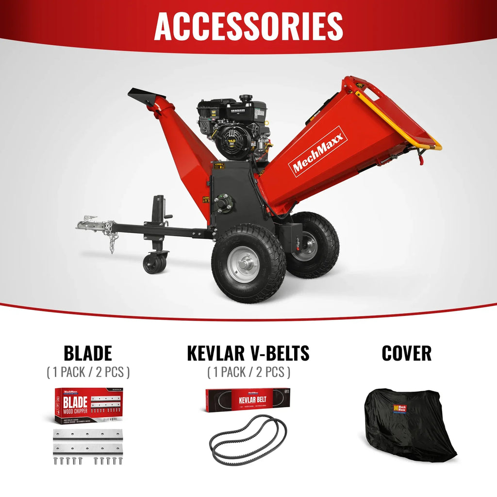 MechMaxx P4206 Wood Chipper 14HP 408cc Electric Start 15.2cm Capacity