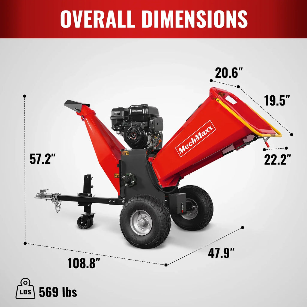 MechMaxx P4206 Wood Chipper 13.4HP 420cc Electric Start 15.2cm Capacity