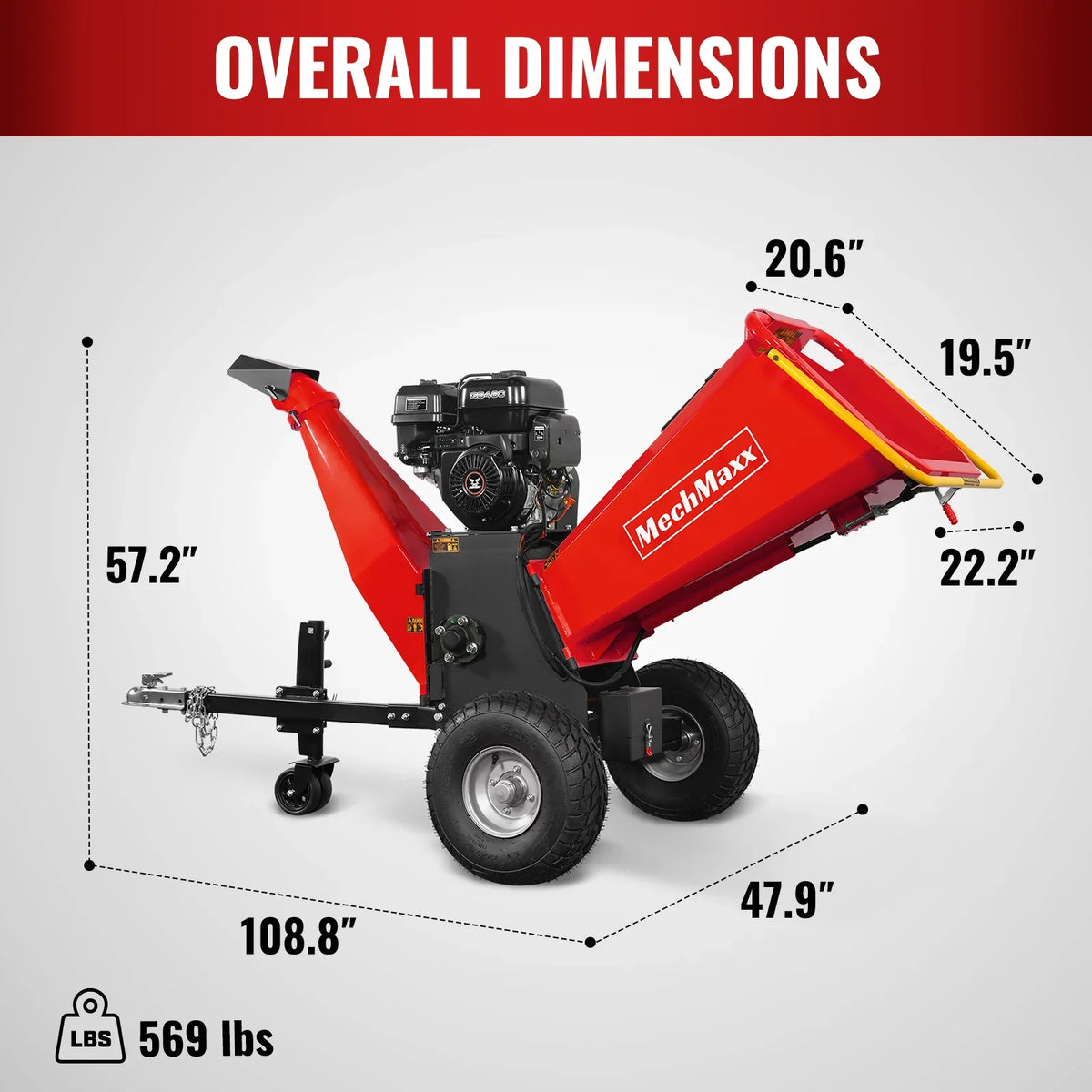 MechMaxx P4206 Wood Chipper 13.4HP 420cc Electric Start 15.2cm Capacity