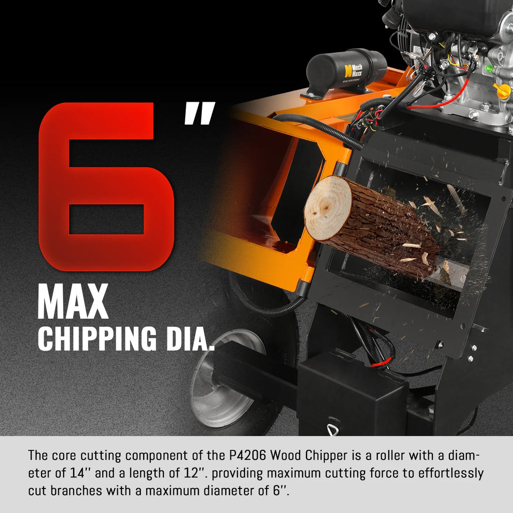 MechMaxx P4206 Wood Chipper 13.4HP Electric Start 15.2cm Capacity