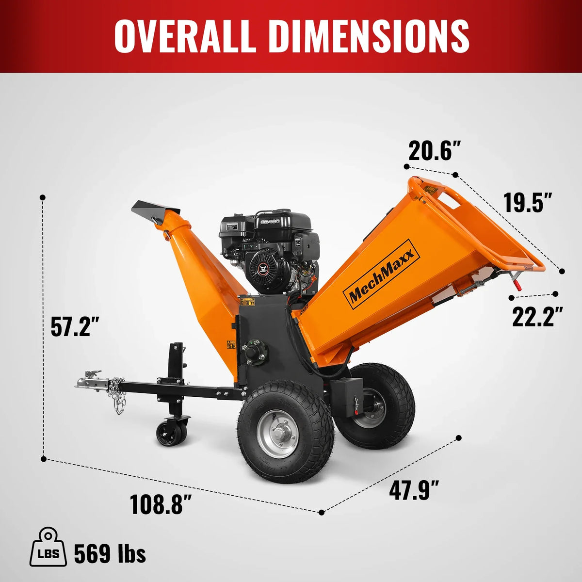 MechMaxx P4206 Wood Chipper 13.4HP Electric Start 15.2cm Capacity