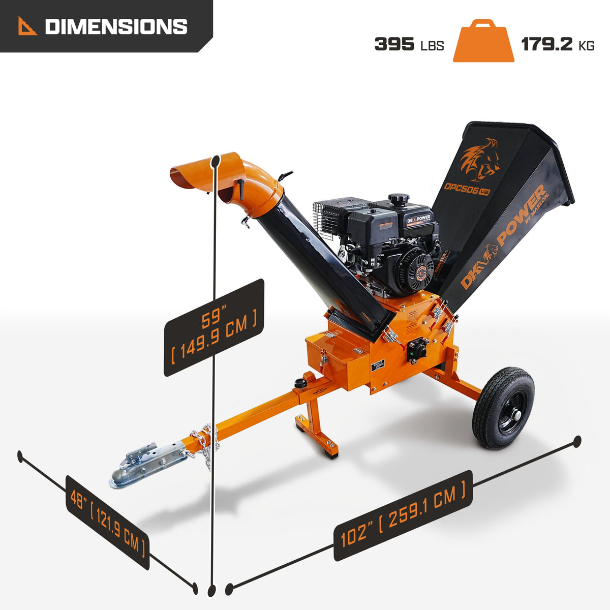 DK2 OPC506-V2 Wood Chipper 15HP 15.9cm Capacity
