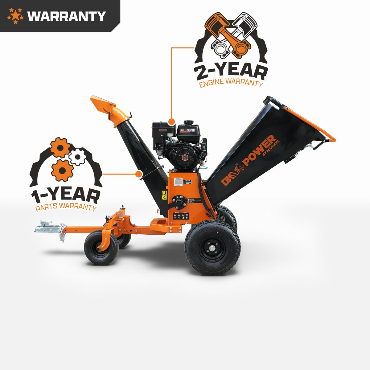 DK2 OPC566E-V2 Kinetic Wood Chipper 19.5HP 500cc Electric Start 15.9cm Capacity