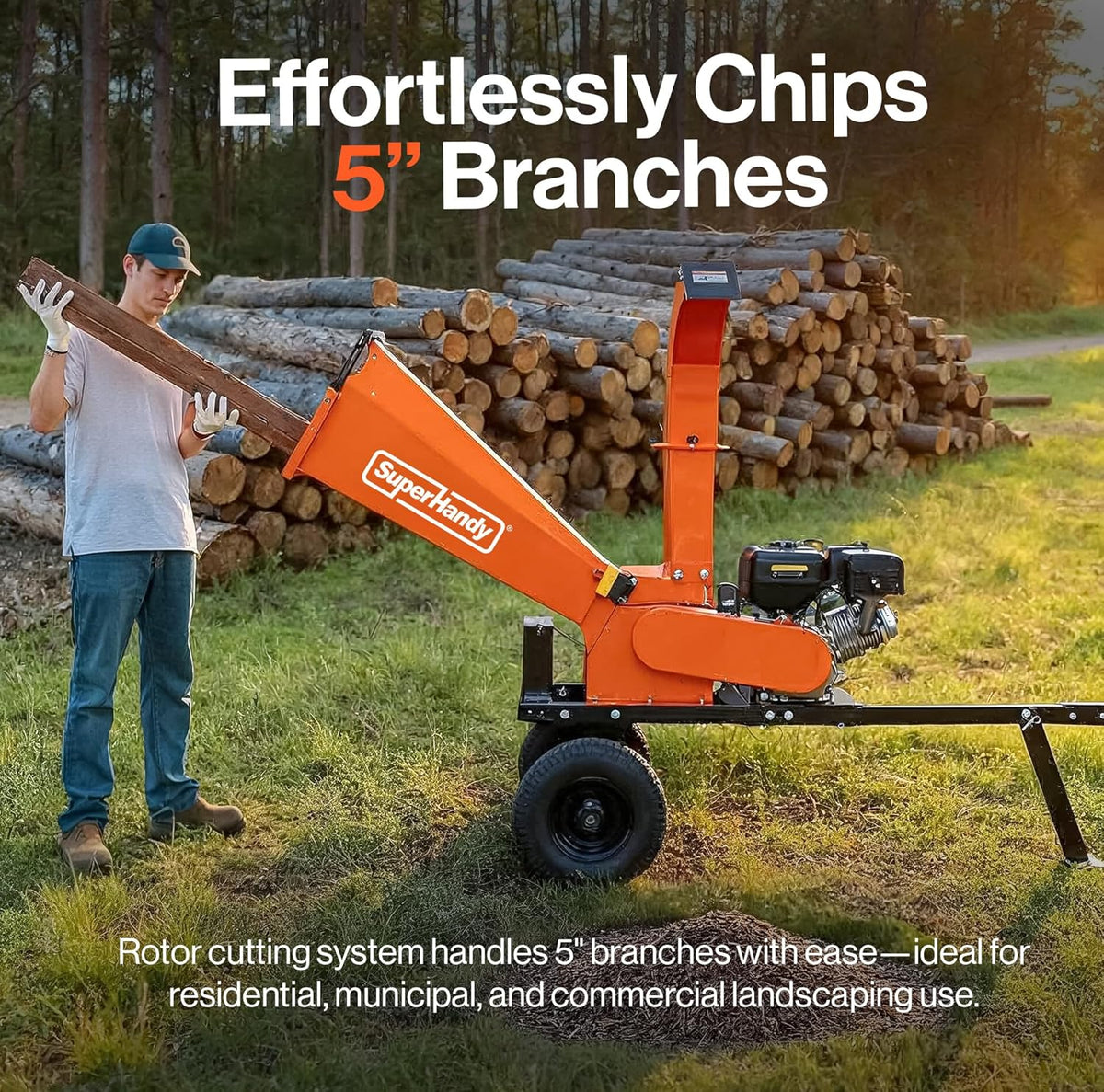 Super Handy GUO140 Wood Chipper 15HP Electric Start 12.7cm Capacity