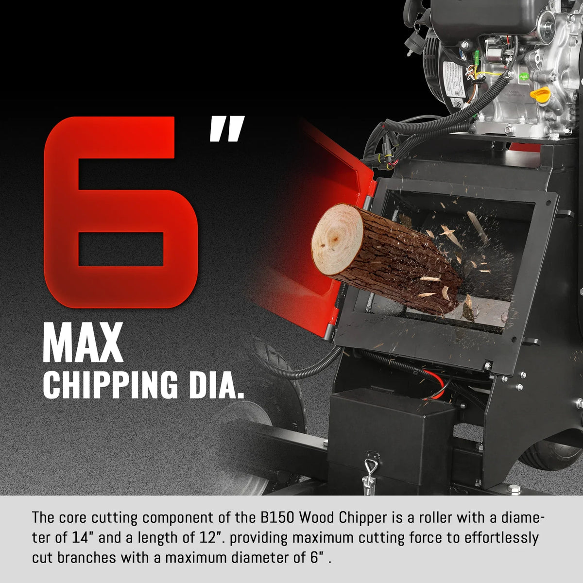 MechMaxx B150 Drum Wood Chipper 15HP 459cc Electric Start 15.2cm Capacity