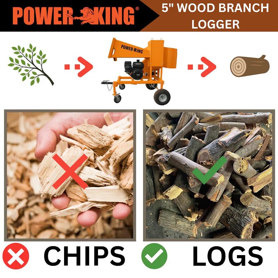 Power King PK0921-EH Branch Logger 14HP Kohler Electric Start 12.7cm Capacity