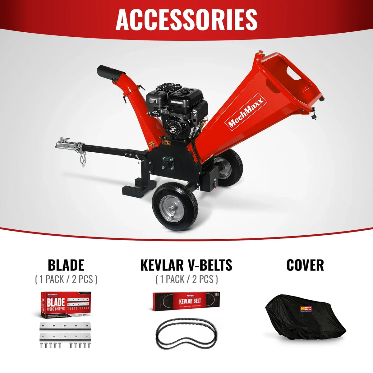 MechMaxx GS1500 Wood Chipper 15HP 459cc Electric Start 12.7cm Capacity