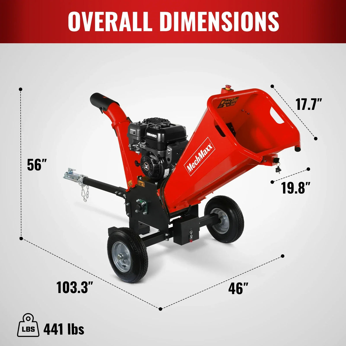MechMaxx GS1500 Wood Chipper 15HP 459cc Electric Start 12.7cm Capacity