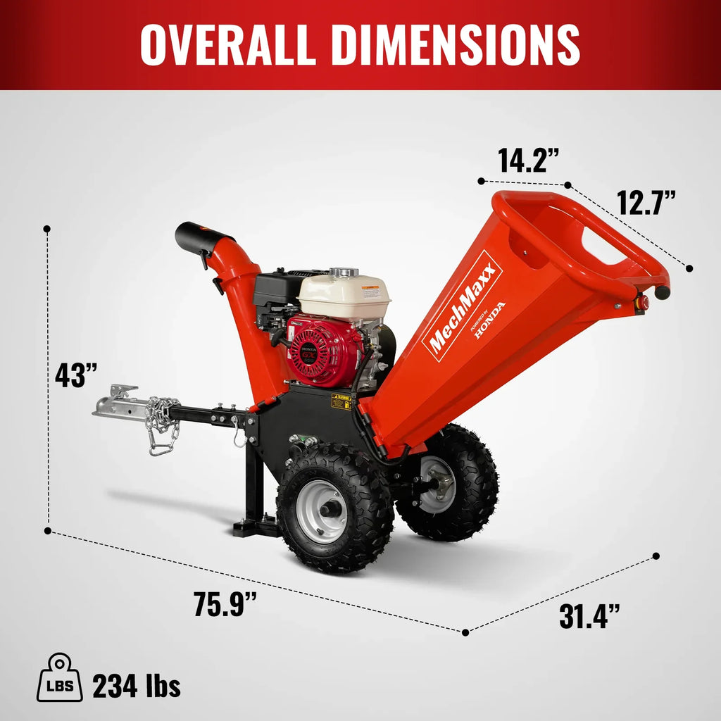 MechMaxx GS650 Wood Chipper Honda GX200 10.2cm Capacity