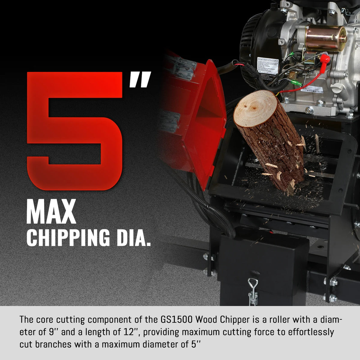 MechMaxx GS1500 Wood Chipper 15HP 459cc Electric Start 12.7cm Capacity