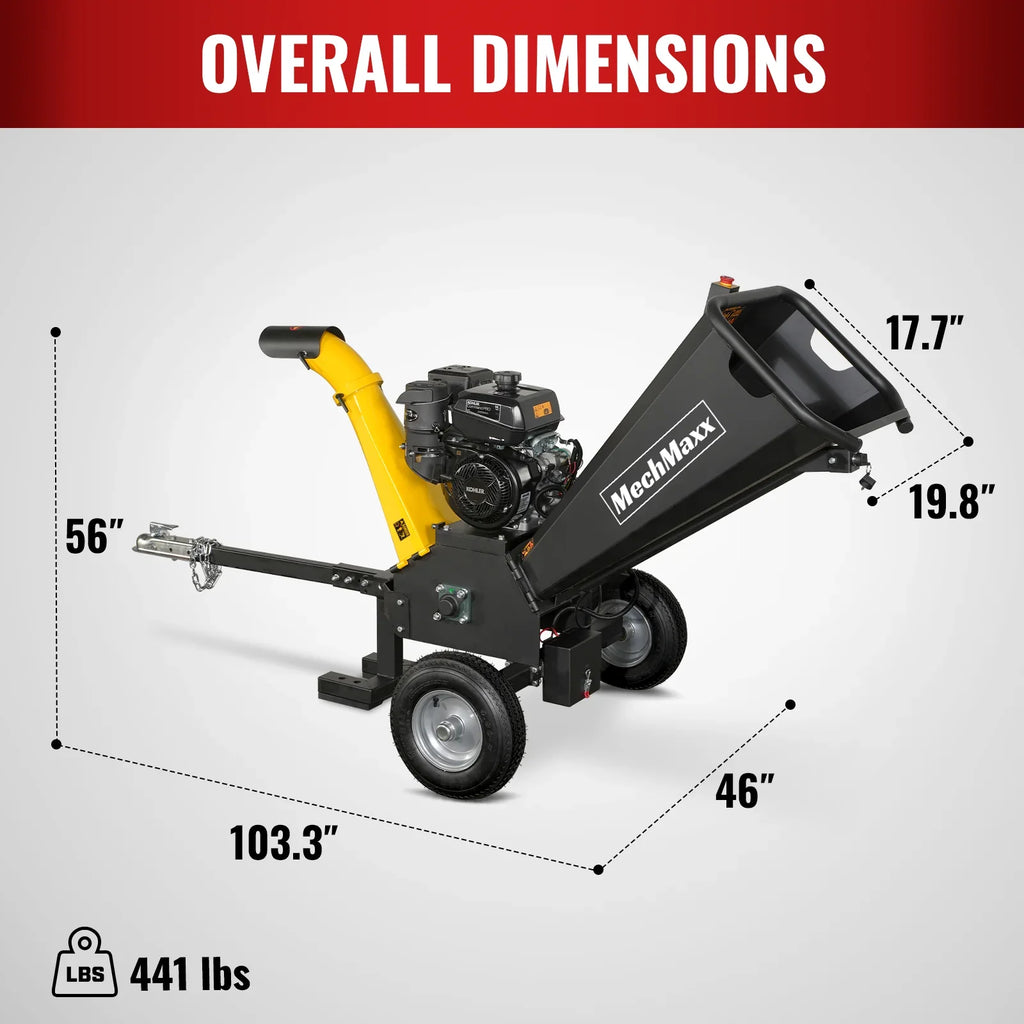 MechMaxx GS1500 Wood Chipper 14HP 429cc Kohler Electric Start 12.7cm Capacity