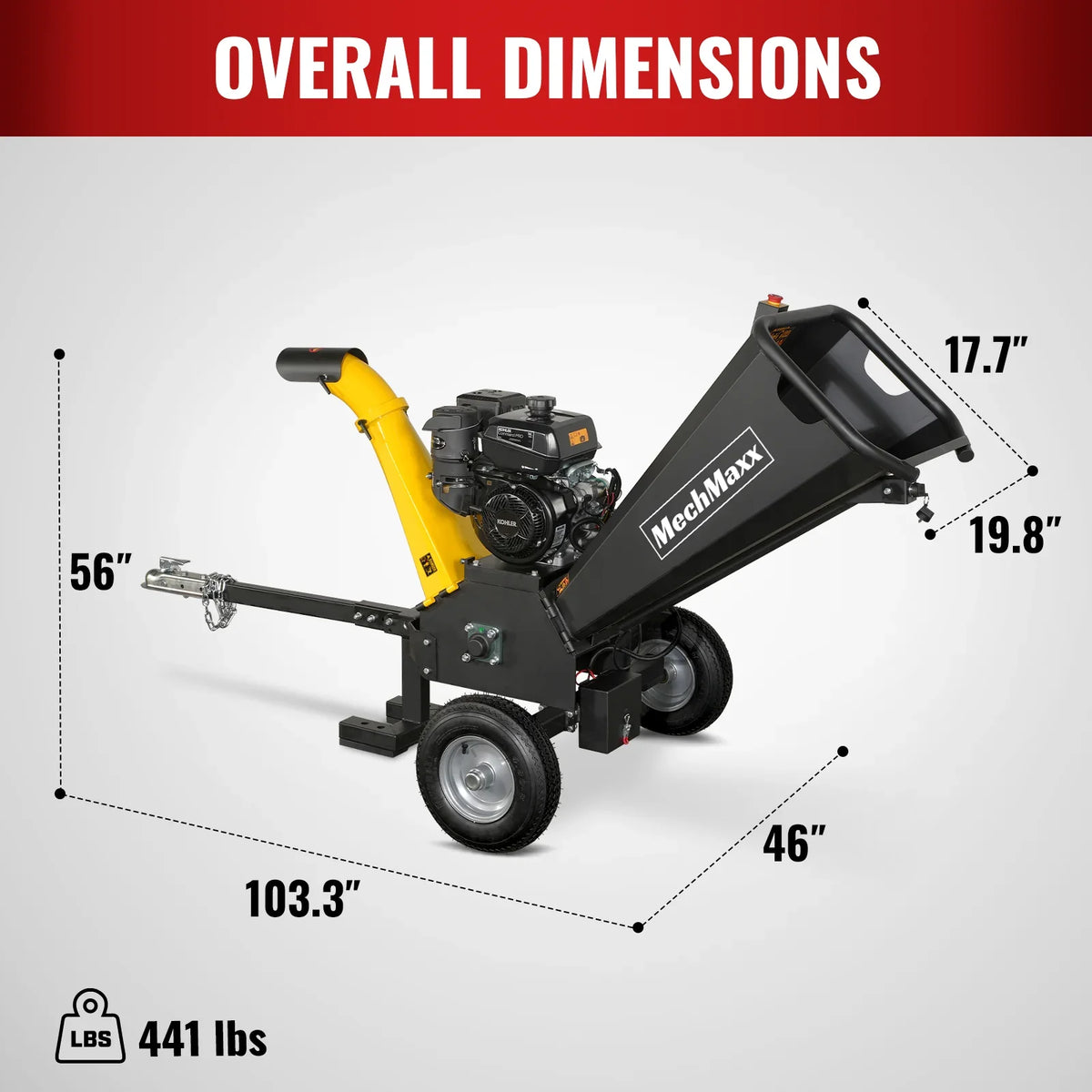 MechMaxx GS1500 Wood Chipper 14HP 429cc Kohler Electric Start 12.7cm Capacity