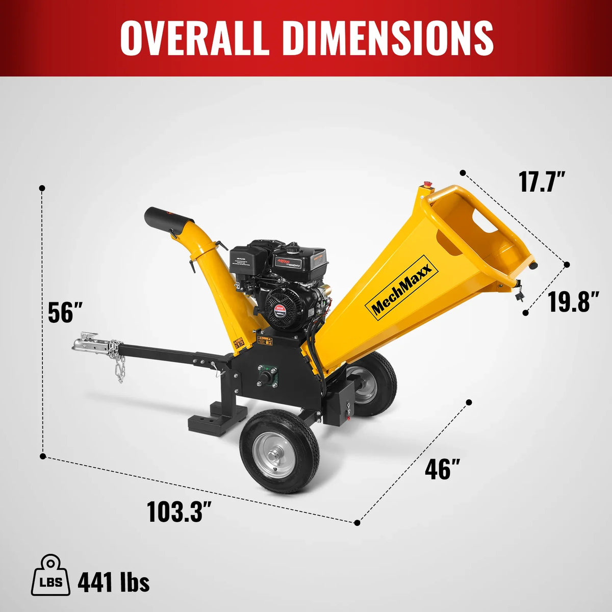 MechMaxx GS1500 Wood Chipper 15HP 420cc Electric Start 12.7cm Capacity