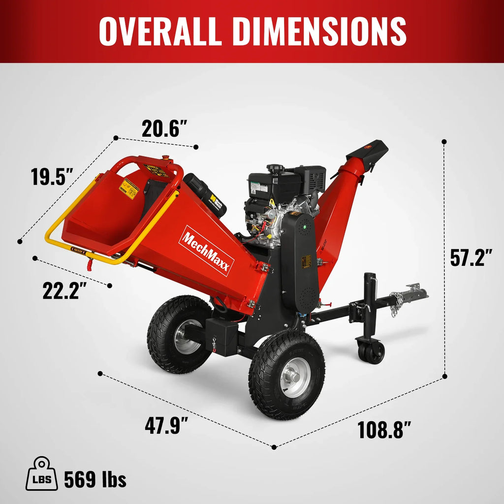 MechMaxx P4206 Wood Chipper 14HP 408cc Electric Start 15.2cm Capacity
