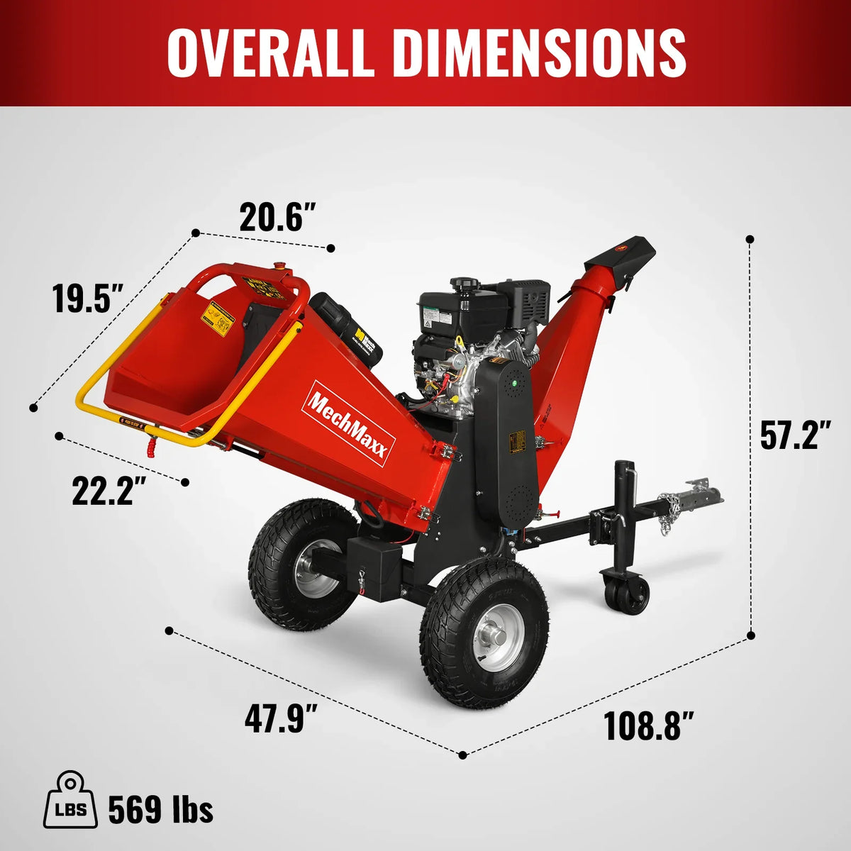 MechMaxx P4206 Wood Chipper 14HP 408cc Electric Start 15.2cm Capacity