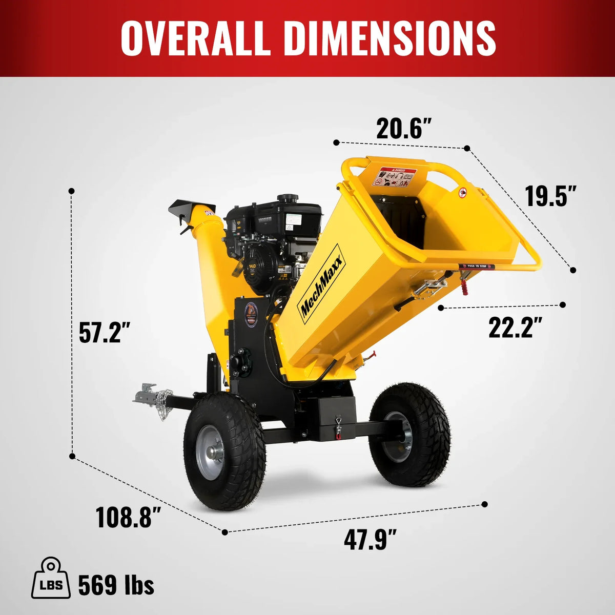 MechMaxx P4206 Wood Chipper 14HP Electric Start 15.2cm Capacity