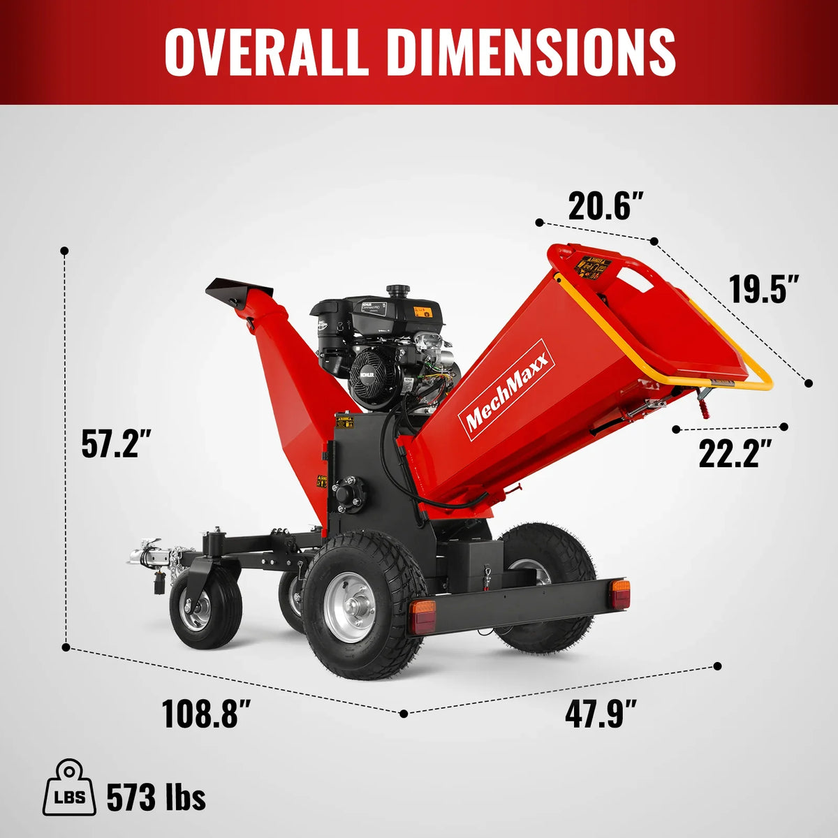 MechMaxx B150 Wood Chipper 14HP Kohler 429cc Electric Start 15.2cm Capacity