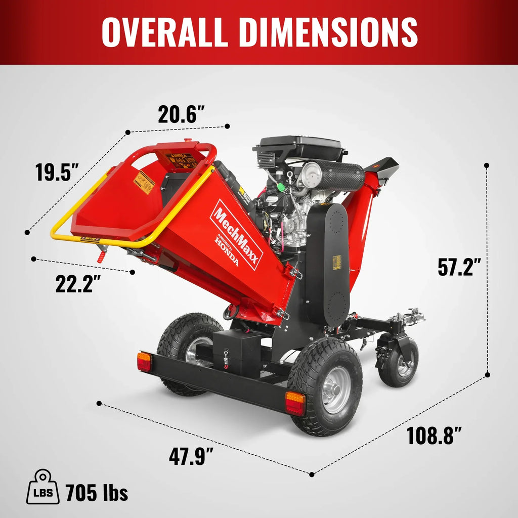 MechMaxx B200 Drum Wood Chipper 22HP 688cc Electric Start 20.3cm Capacity